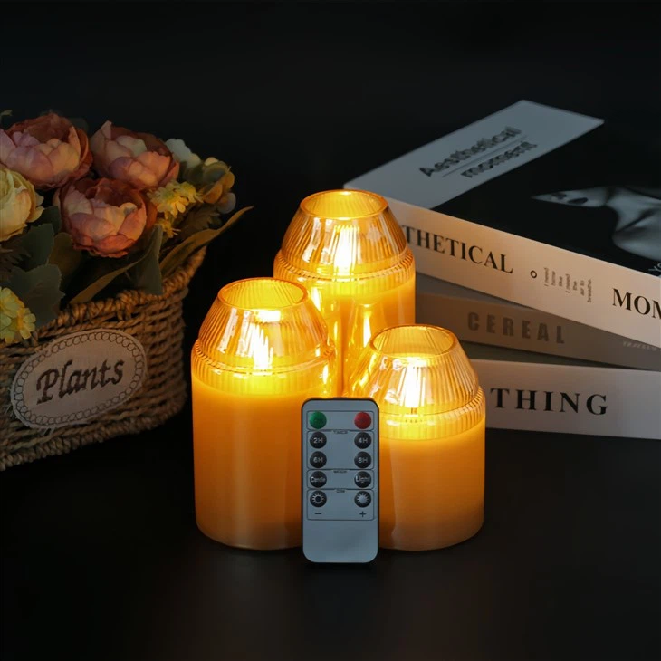 Flameless Candles Battery Operated Candles Led Candles Pillar Candle Flame 3 Packs With Flickering Led Candles Flames & 10-Key Remote